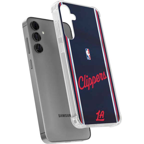 NBA Los Angeles Clippers Distressed Red Galaxy S24 Plus Clear Case